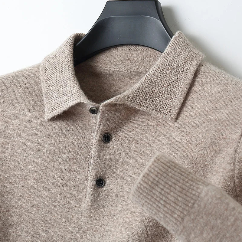 Samuel | Merino Wool Long Sleeve Polo