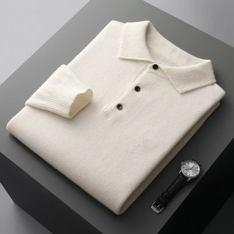 Samuel | Merino Wool Long Sleeve Polo